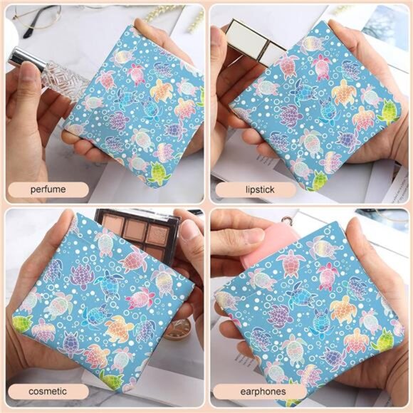 2Pcs PU Leather Small Squeeze Coin Colorful Turtle Pattern - Picture 4 of 7